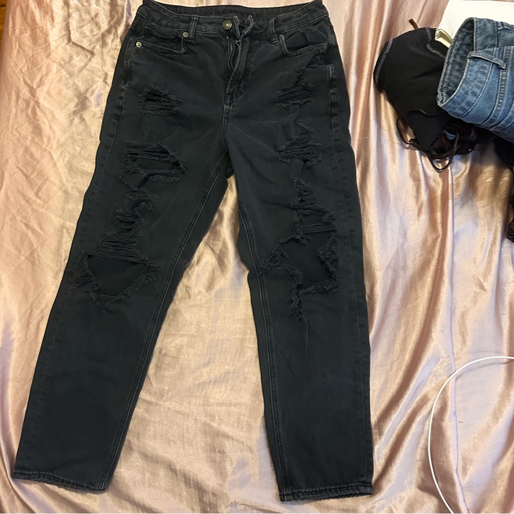 Women's Black Distressed Jeans
